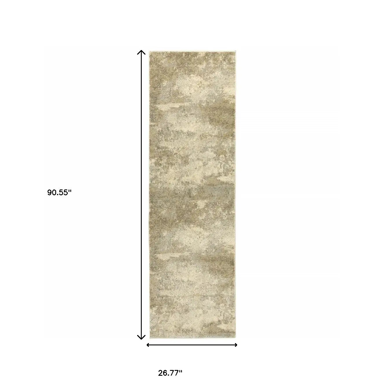 8' Beige and Gold Abstract Power Loom Runner Rug - Homeroots - Flyclothing LLC