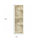 8' Beige and Gold Abstract Power Loom Runner Rug - Homeroots - Flyclothing LLC