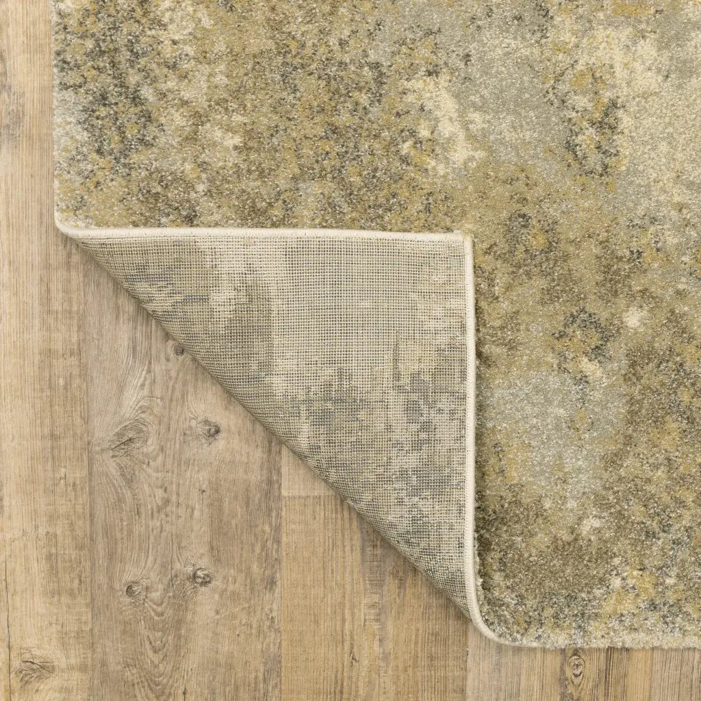 8' Beige and Gold Abstract Power Loom Runner Rug - Homeroots - Flyclothing LLC