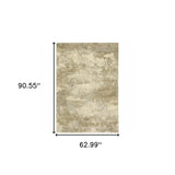 5' X 8' Beige and Gold Abstract Power Loom Area Rug - Homeroots - Flyclothing LLC