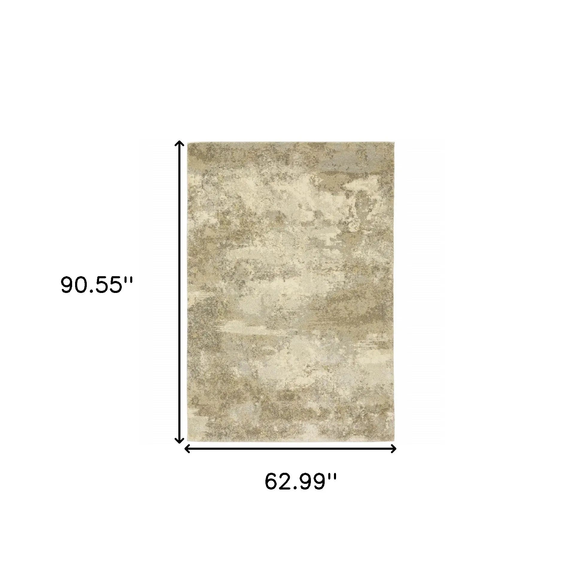 5' X 8' Beige and Gold Abstract Power Loom Area Rug - Homeroots - Flyclothing LLC