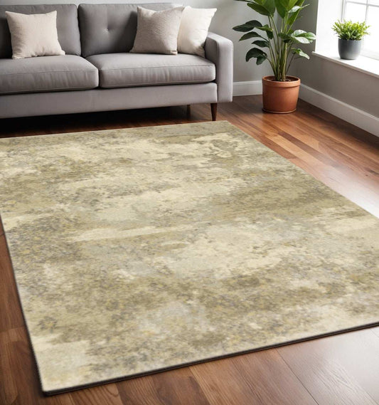 5' X 8' Beige and Gold Abstract Power Loom Area Rug - Homeroots - Flyclothing LLC