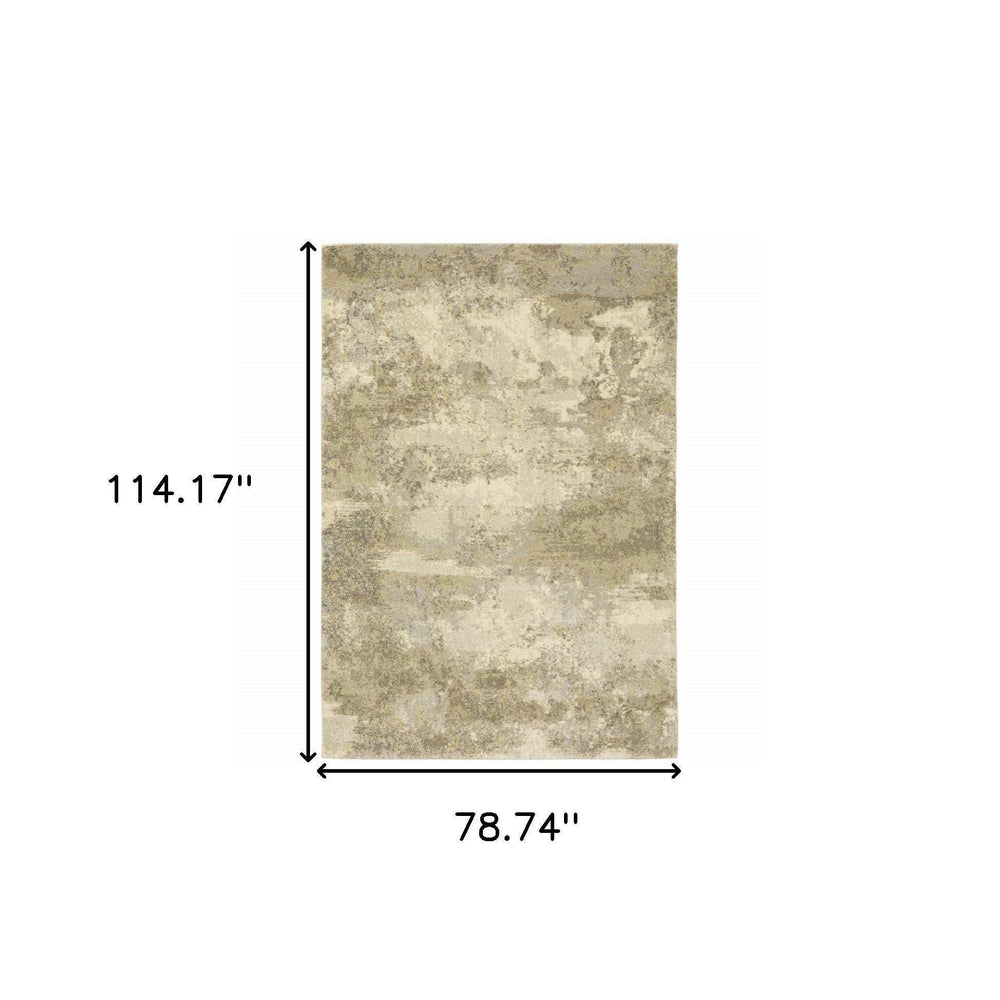 7' X 10' Beige and Gold Abstract Power Loom Area Rug - Homeroots - Flyclothing LLC