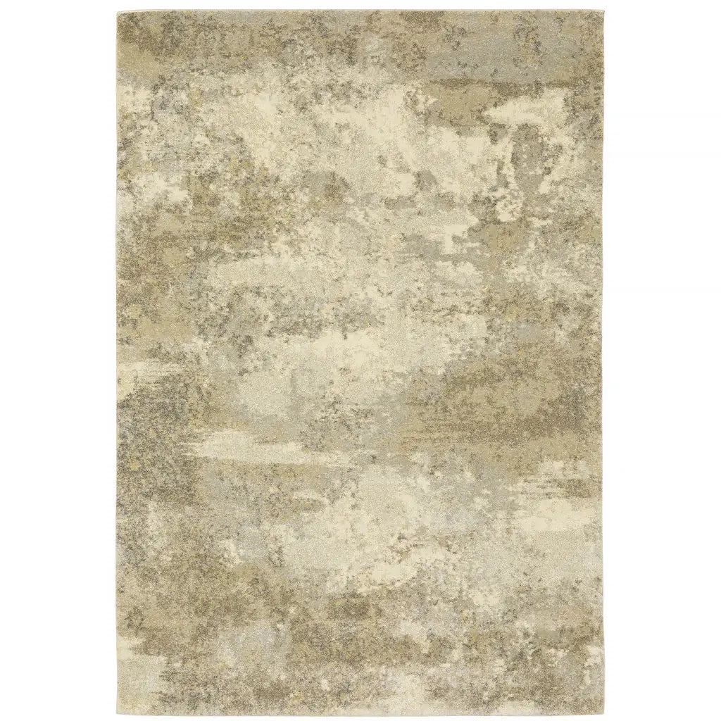 8' X 11' Beige and Gold Abstract Power Loom Area Rug - Homeroots - Flyclothing LLC