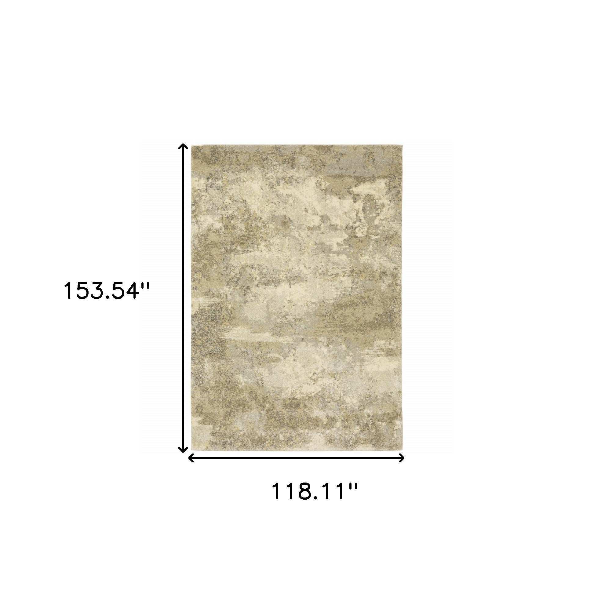 10' X 13' Beige and Gold Abstract Power Loom Area Rug - Homeroots - Flyclothing LLC