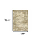 10' X 13' Beige and Gold Abstract Power Loom Area Rug