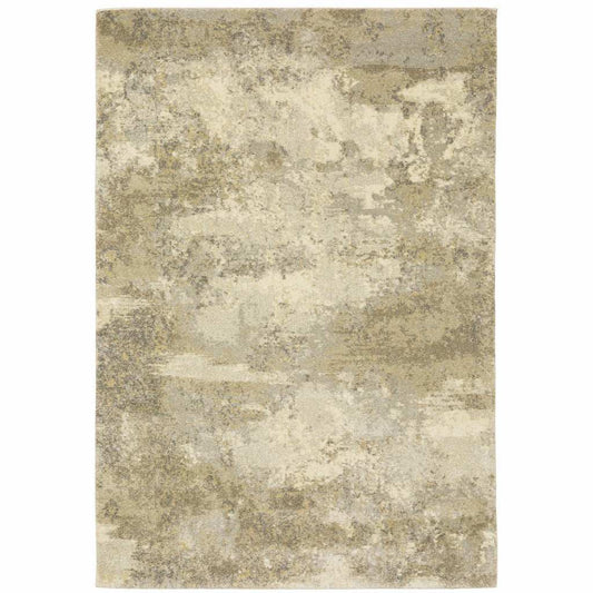 10' X 13' Beige and Gold Abstract Power Loom Area Rug - Homeroots - Flyclothing LLC