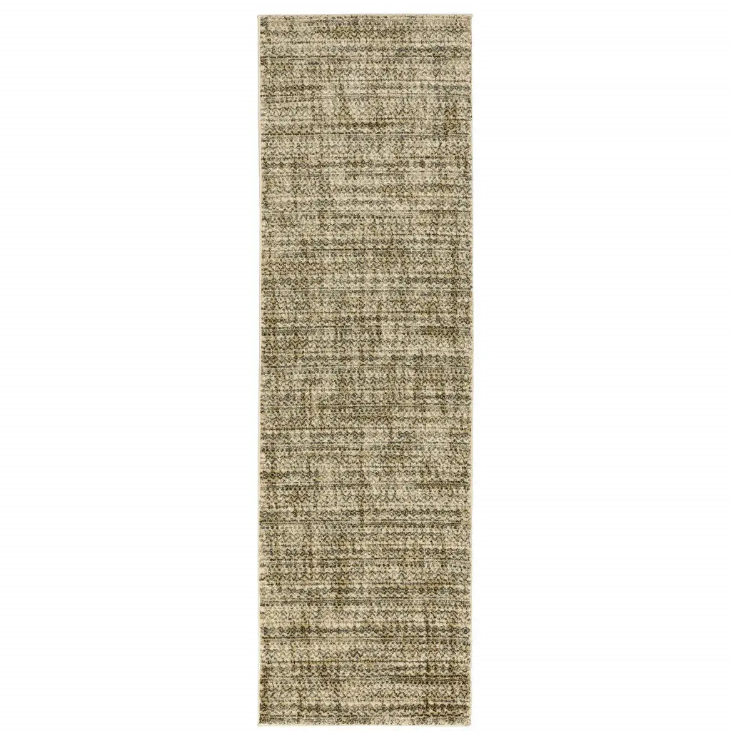2' X 8' Beige Brown Tan And Blue Green Abstract Power Loom Stain Resistant Runner Rug - Homeroots - Flyclothing LLC