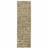 2' X 8' Beige Brown Tan And Blue Green Abstract Power Loom Stain Resistant Runner Rug