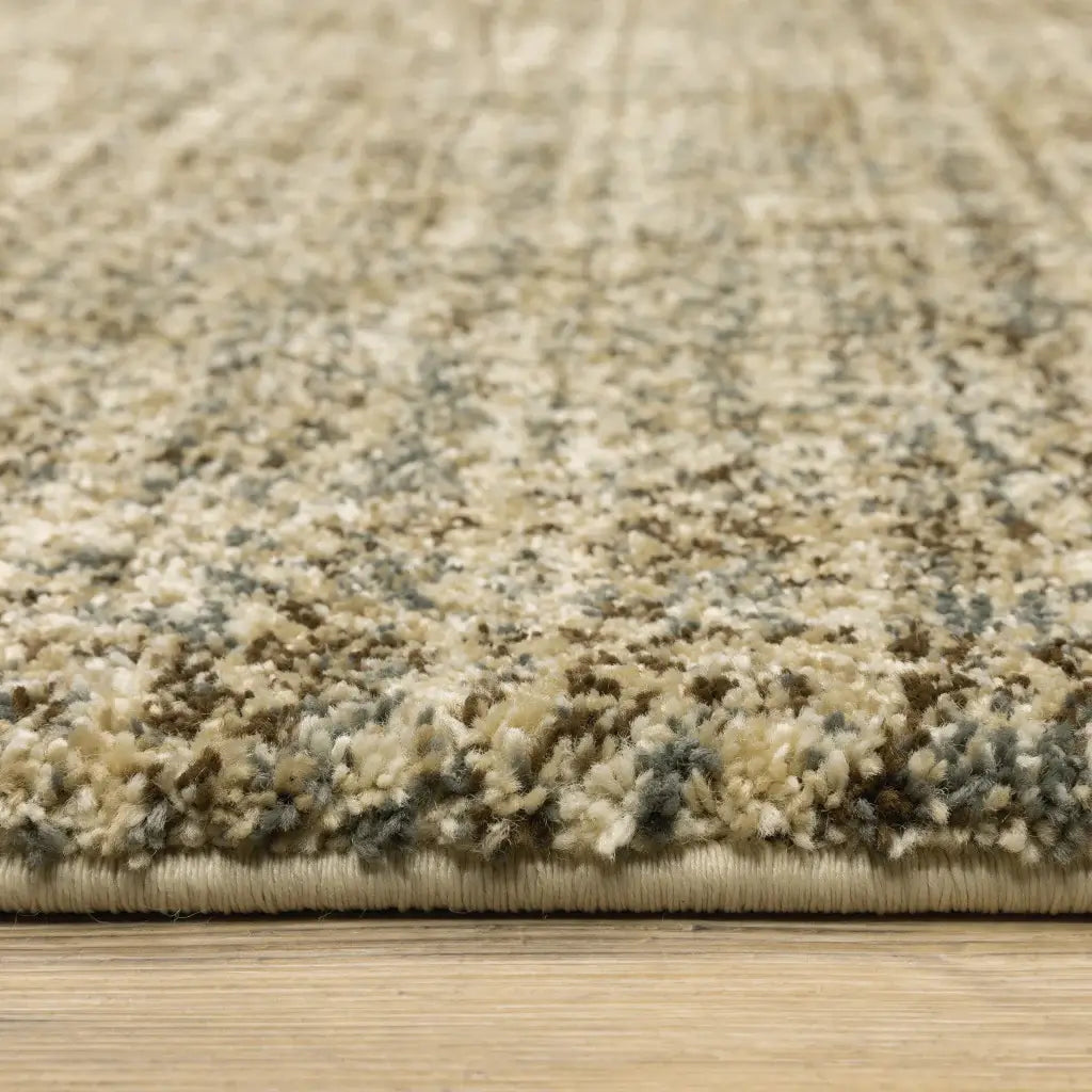 2' X 8' Beige Brown Tan And Blue Green Abstract Power Loom Stain Resistant Runner Rug - Homeroots - Flyclothing LLC