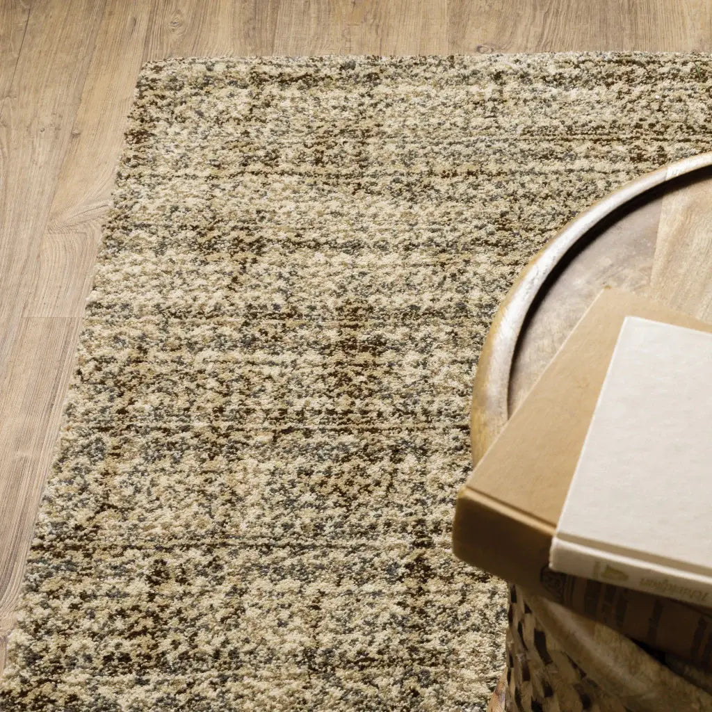 2' X 8' Beige Brown Tan And Blue Green Abstract Power Loom Stain Resistant Runner Rug - Homeroots - Flyclothing LLC