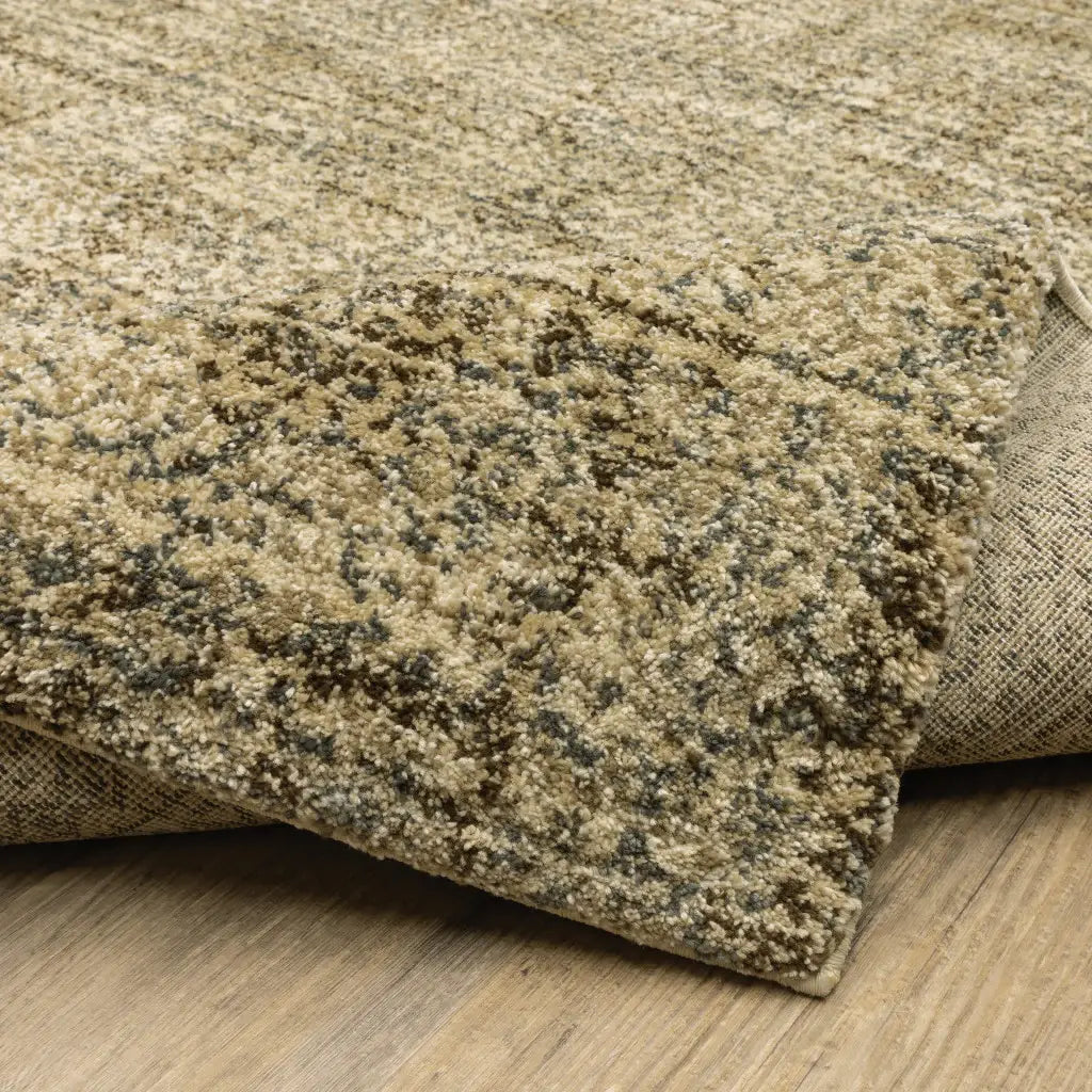 2' X 8' Beige Brown Tan And Blue Green Abstract Power Loom Stain Resistant Runner Rug - Homeroots - Flyclothing LLC