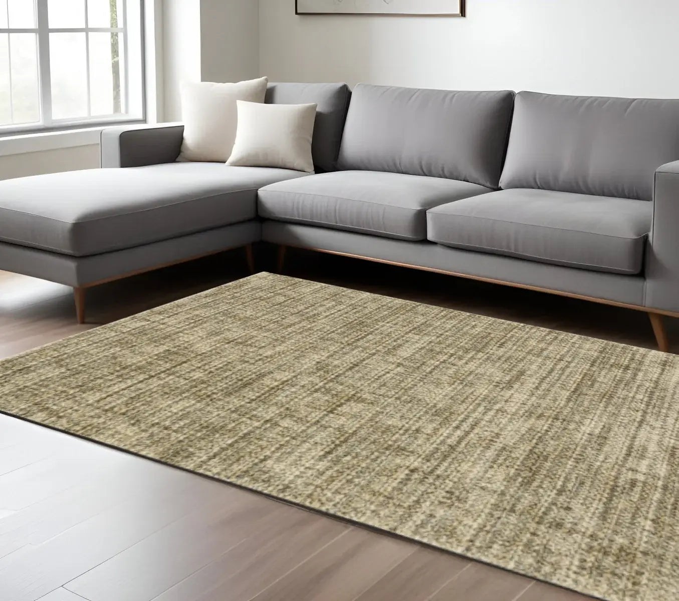 8' X 11' Beige Brown Tan And Blue Green Abstract Power Loom Stain Resistant Area Rug - Homeroots - Flyclothing LLC