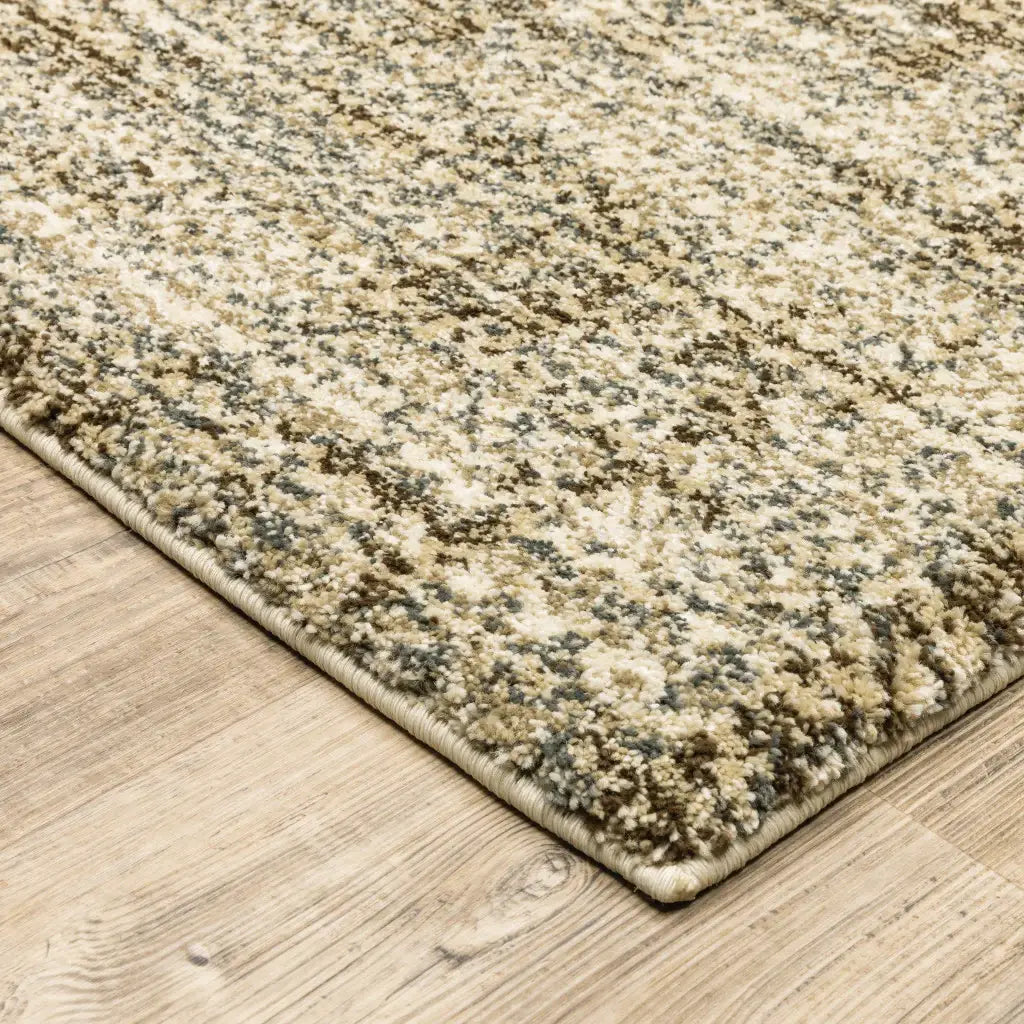 8' X 11' Beige Brown Tan And Blue Green Abstract Power Loom Stain Resistant Area Rug - Homeroots - Flyclothing LLC