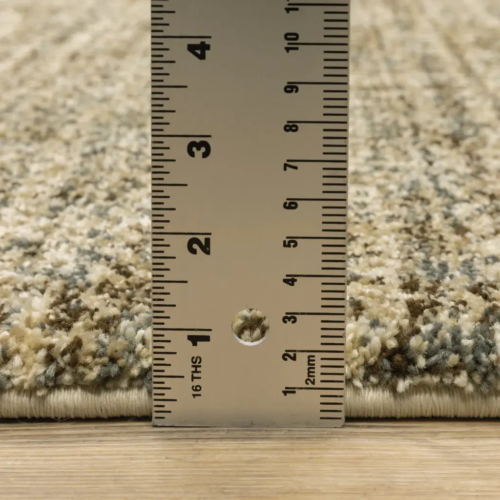 10' X 13' Beige Brown Tan And Blue Green Abstract Power Loom Stain Resistant Area Rug - Homeroots - Flyclothing LLC