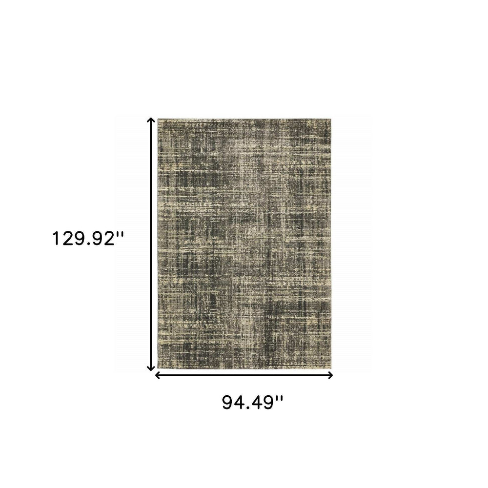 8' X 11' Charcoal Grey Beige And Tan Abstract Power Loom Stain Resistant Area Rug - Homeroots - Flyclothing LLC