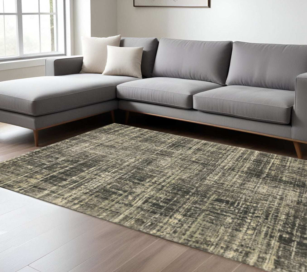 10' X 13' Charcoal Grey Beige And Tan Abstract Power Loom Stain Resistant Area Rug - Homeroots - Flyclothing LLC