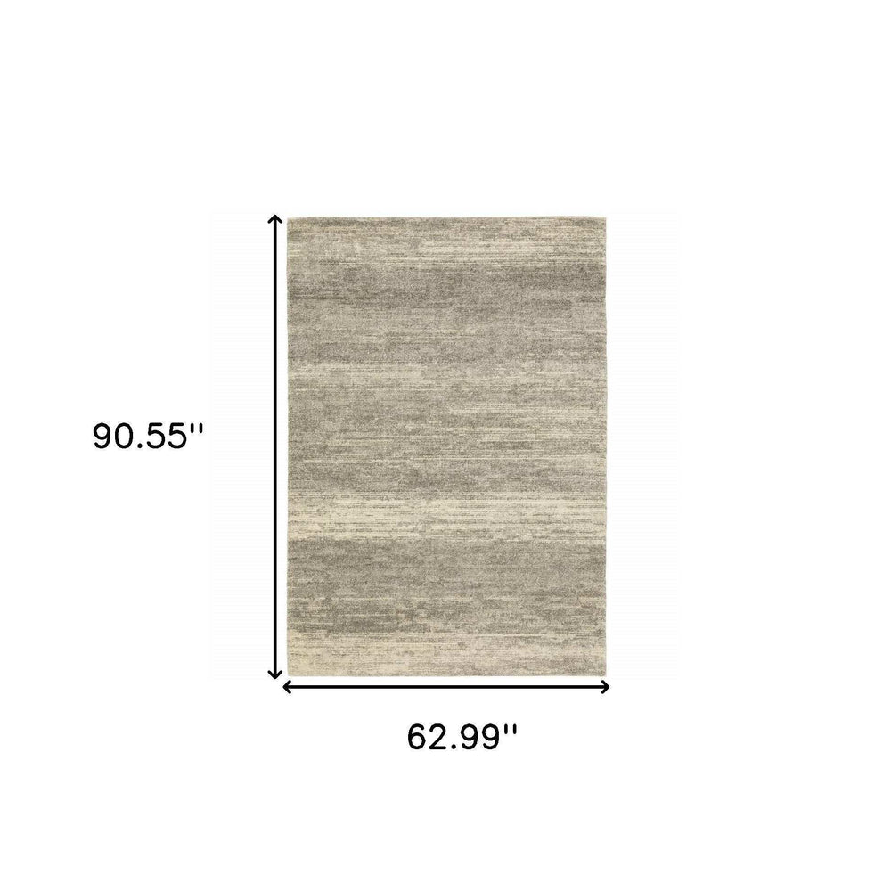 5' X 8' Grey Beige And Tan Abstract Power Loom Stain Resistant Area Rug - Homeroots - Flyclothing LLC