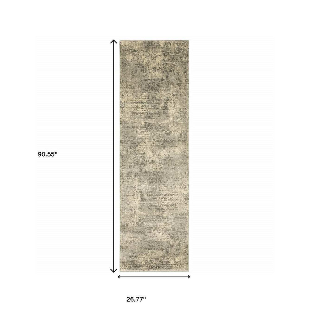 2' X 8' Grey Ivory Beige And Taupe Oriental Power Loom Stain Resistant Runner Rug - Homeroots - Flyclothing LLC