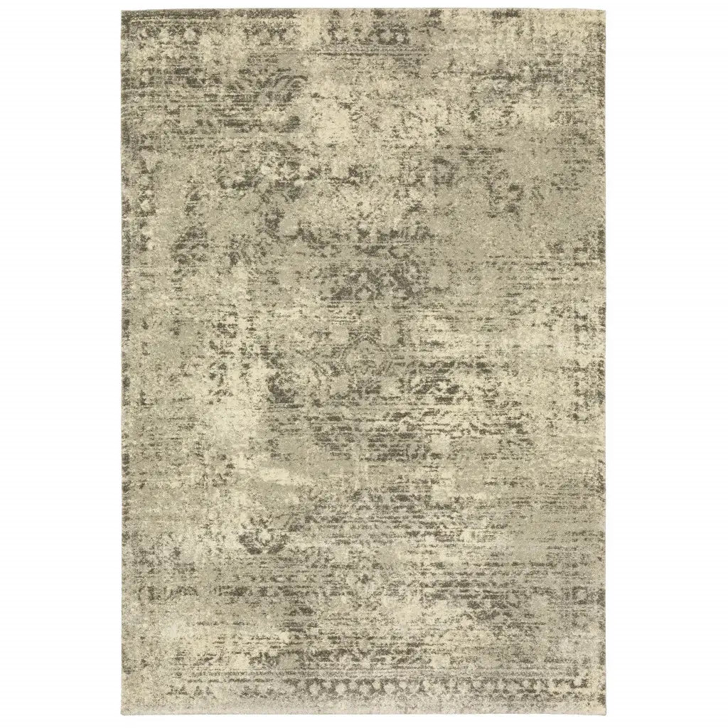 6' X 9' Grey Ivory Beige And Taupe Oriental Power Loom Stain Resistant Area Rug - Homeroots - Flyclothing LLC