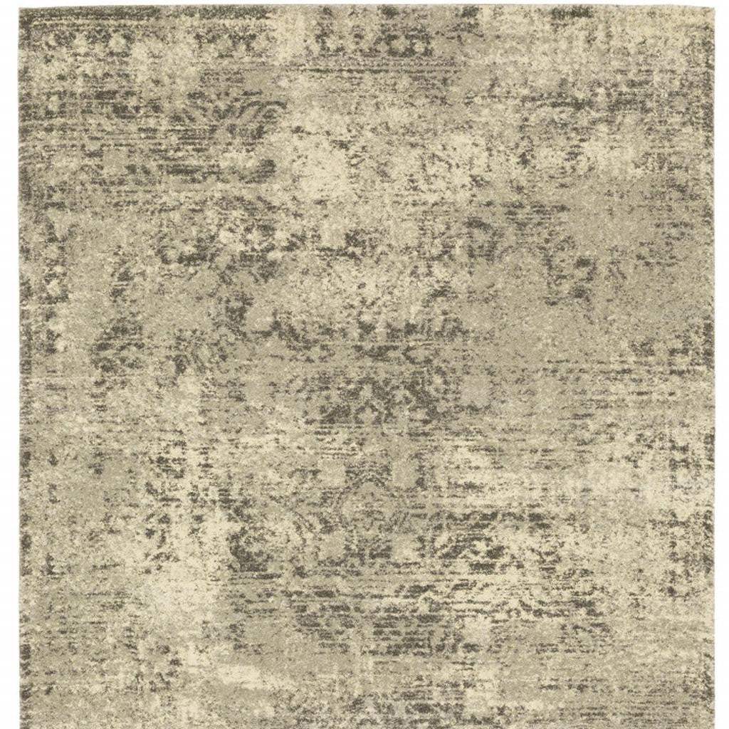 8' X 11' Grey Ivory Beige And Taupe Oriental Power Loom Stain Resistant Area Rug - Homeroots - Flyclothing LLC
