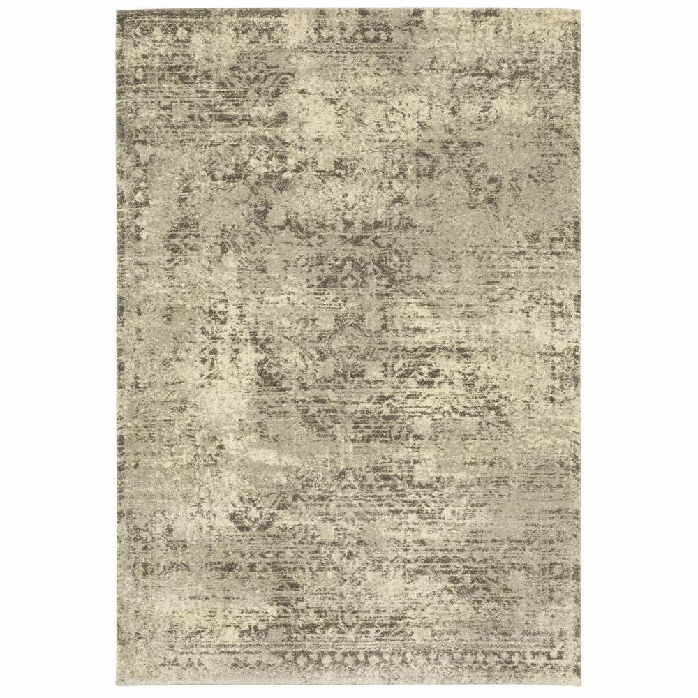 8' X 11' Grey Ivory Beige And Taupe Oriental Power Loom Stain Resistant Area Rug - Homeroots - Flyclothing LLC