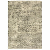 10' X 13' Grey Ivory Beige And Taupe Oriental Power Loom Stain Resistant Area Rug - Homeroots