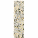 2' X 8' Grey And Gold Abstract Power Loom Stain Resistant Runner Rug - Homeroots
