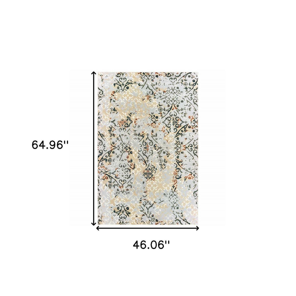 4' X 6' Grey And Gold Abstract Power Loom Stain Resistant Area Rug - Homeroots - Flyclothing LLC