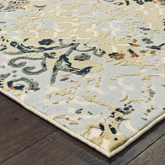 5' X 8' Grey And Gold Abstract Power Loom Stain Resistant Area Rug - Homeroots - Flyclothing LLC