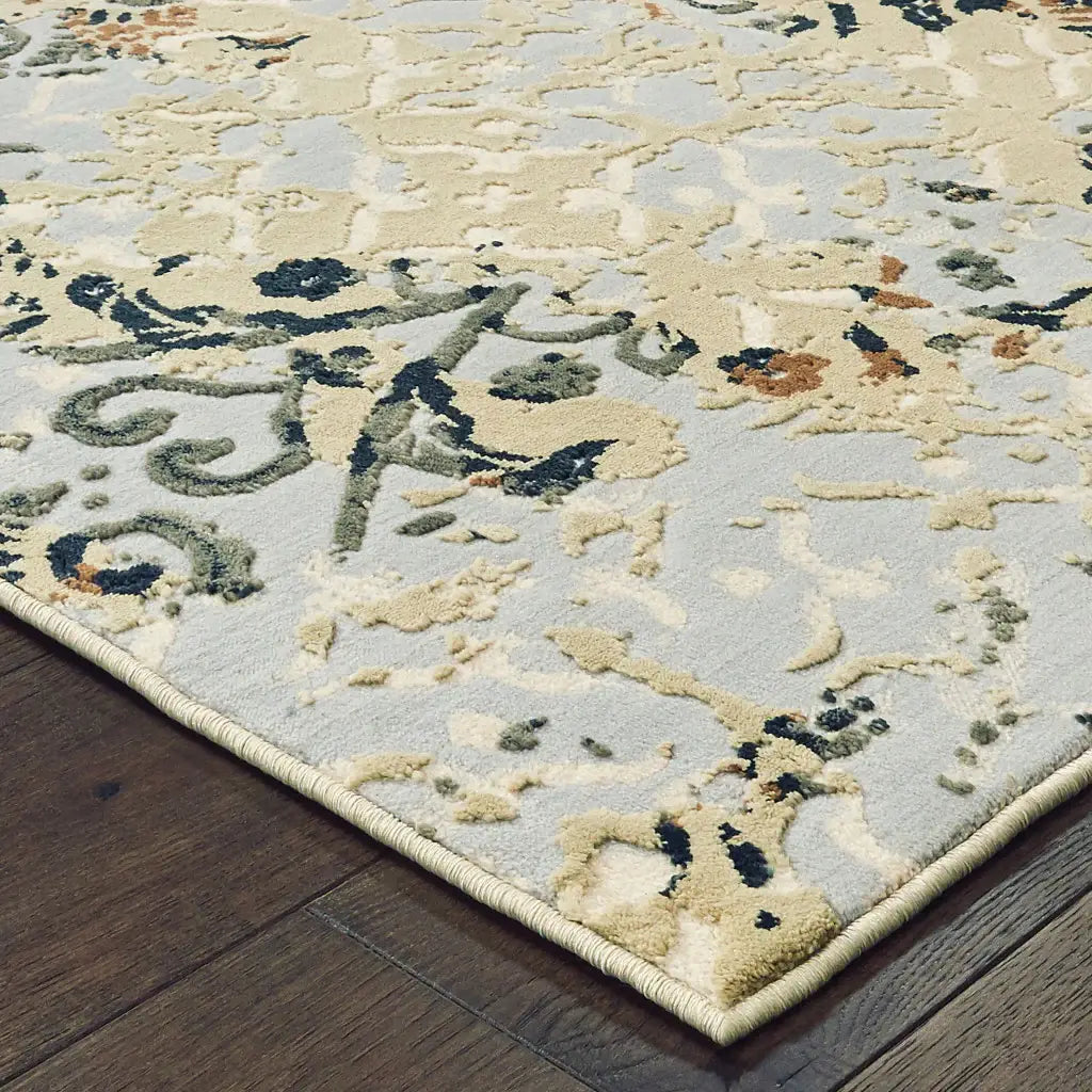 10' X 13' Grey And Gold Abstract Power Loom Stain Resistant Area Rug - Homeroots - Flyclothing LLC