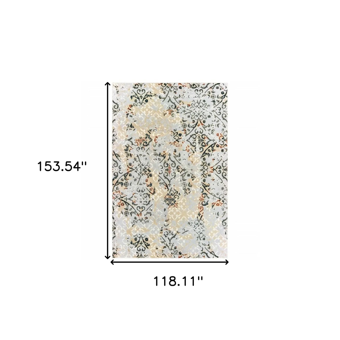 10' X 13' Grey And Gold Abstract Power Loom Stain Resistant Area Rug - Homeroots - Flyclothing LLC