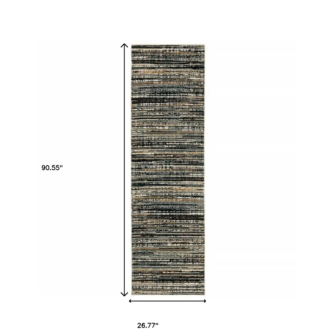 2' X 8' Black Navy Gold Ivory And Blush Abstract Power Loom Stain Resistant Runner Rug - Homeroots - Flyclothing LLC