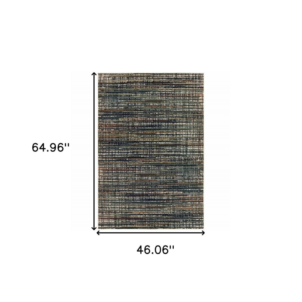 4' X 6' Black Navy Gold Ivory And Blush Abstract Power Loom Stain Resistant Area Rug - Homeroots - Flyclothing LLC