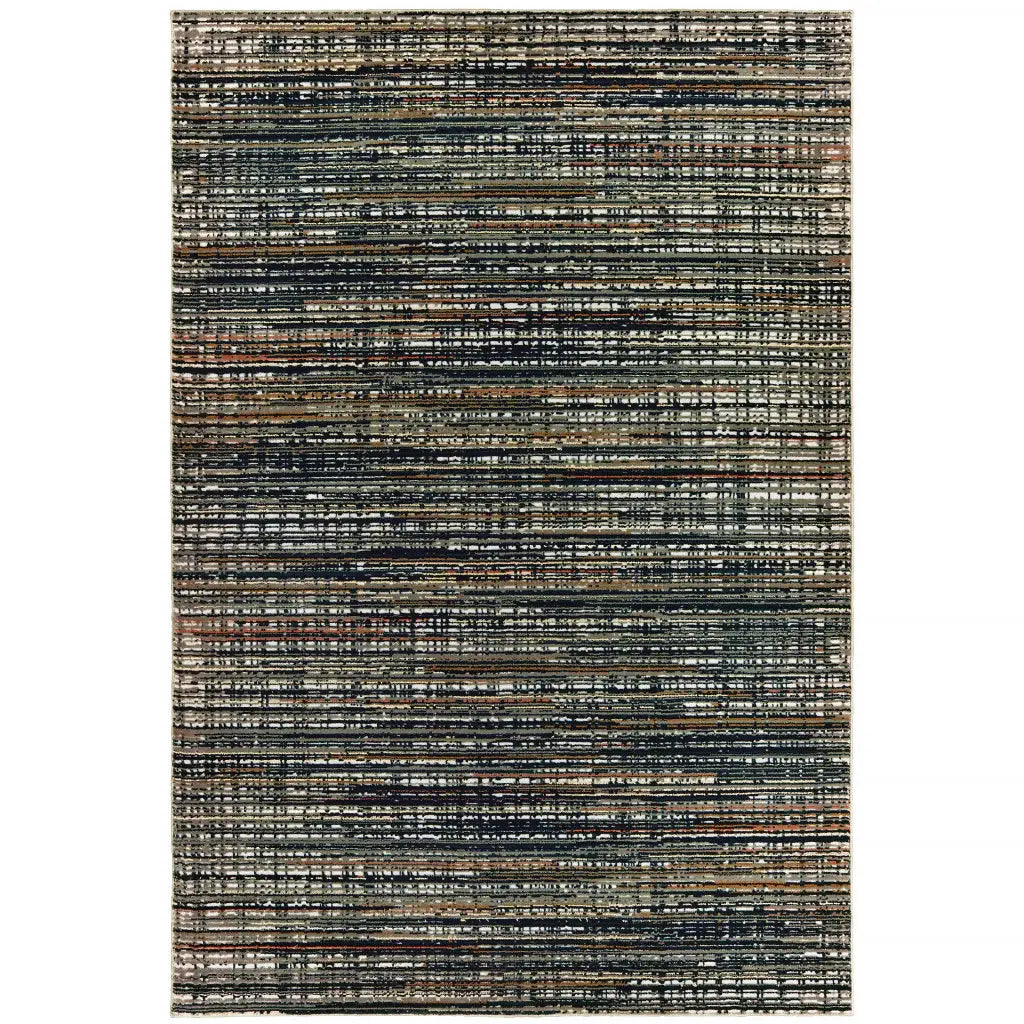5' X 8' Black Navy Gold Ivory And Blush Abstract Power Loom Stain Resistant Area Rug - Homeroots - Flyclothing LLC