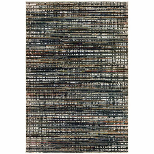 6' X 9' Black Navy Gold Ivory And Blush Abstract Power Loom Stain Resistant Area Rug - Homeroots - Flyclothing LLC