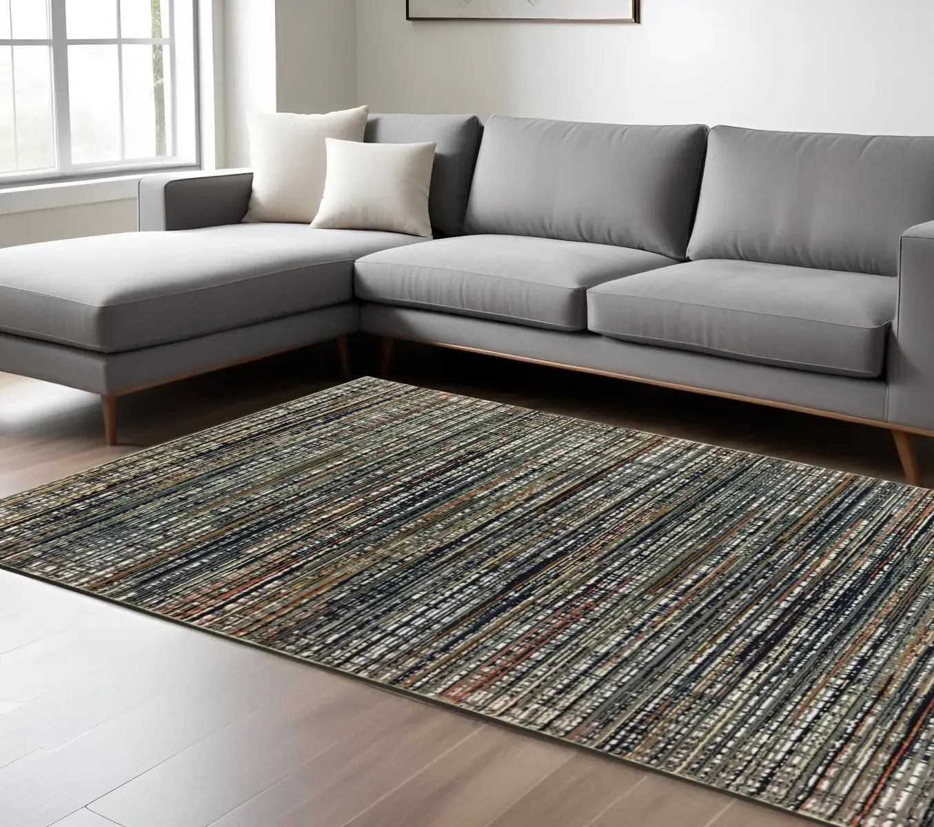 6' X 9' Black Navy Gold Ivory And Blush Abstract Power Loom Stain Resistant Area Rug - Homeroots - Flyclothing LLC