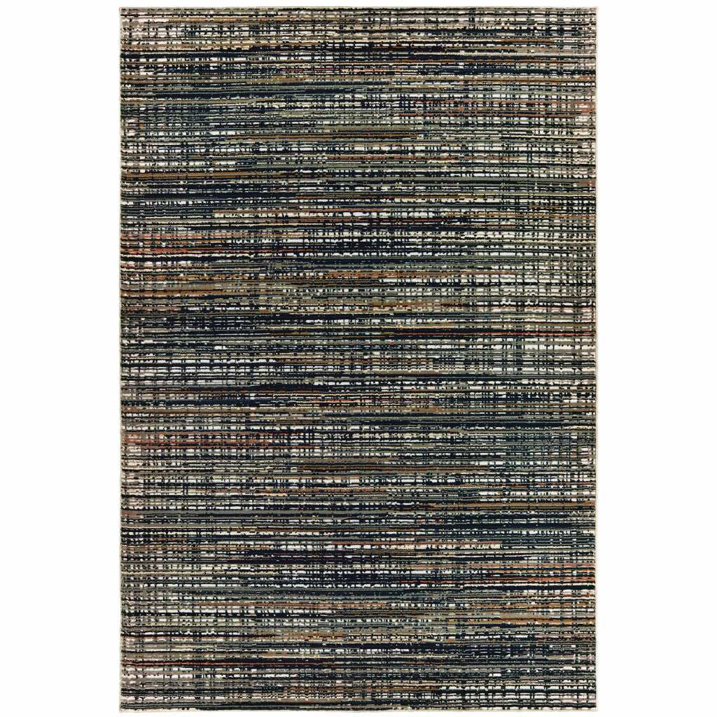 10' X 13' Black Navy Gold Ivory And Blush Abstract Power Loom Stain Resistant Area Rug - Homeroots - Flyclothing LLC