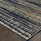 10' X 13' Black Navy Gold Ivory And Blush Abstract Power Loom Stain Resistant Area Rug - Homeroots