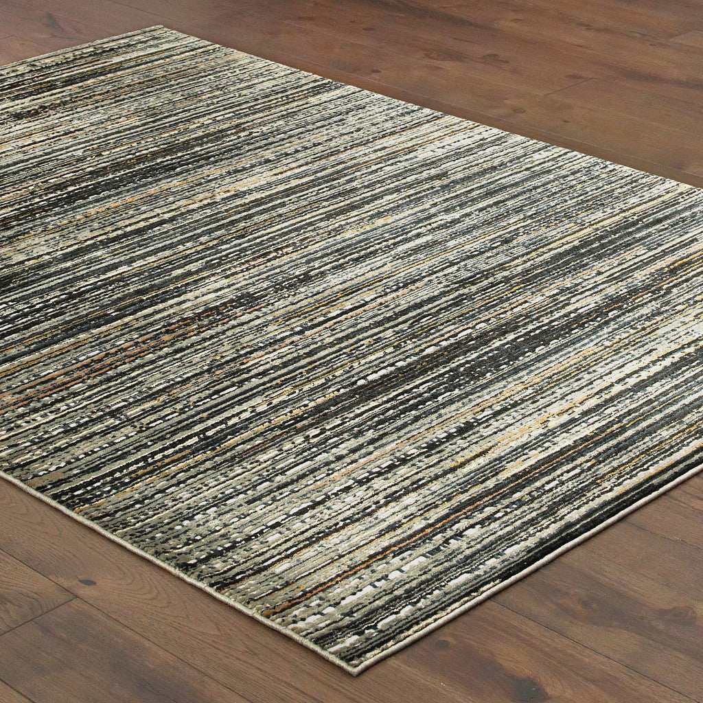10' X 13' Black Navy Gold Ivory And Blush Abstract Power Loom Stain Resistant Area Rug - Homeroots - Flyclothing LLC