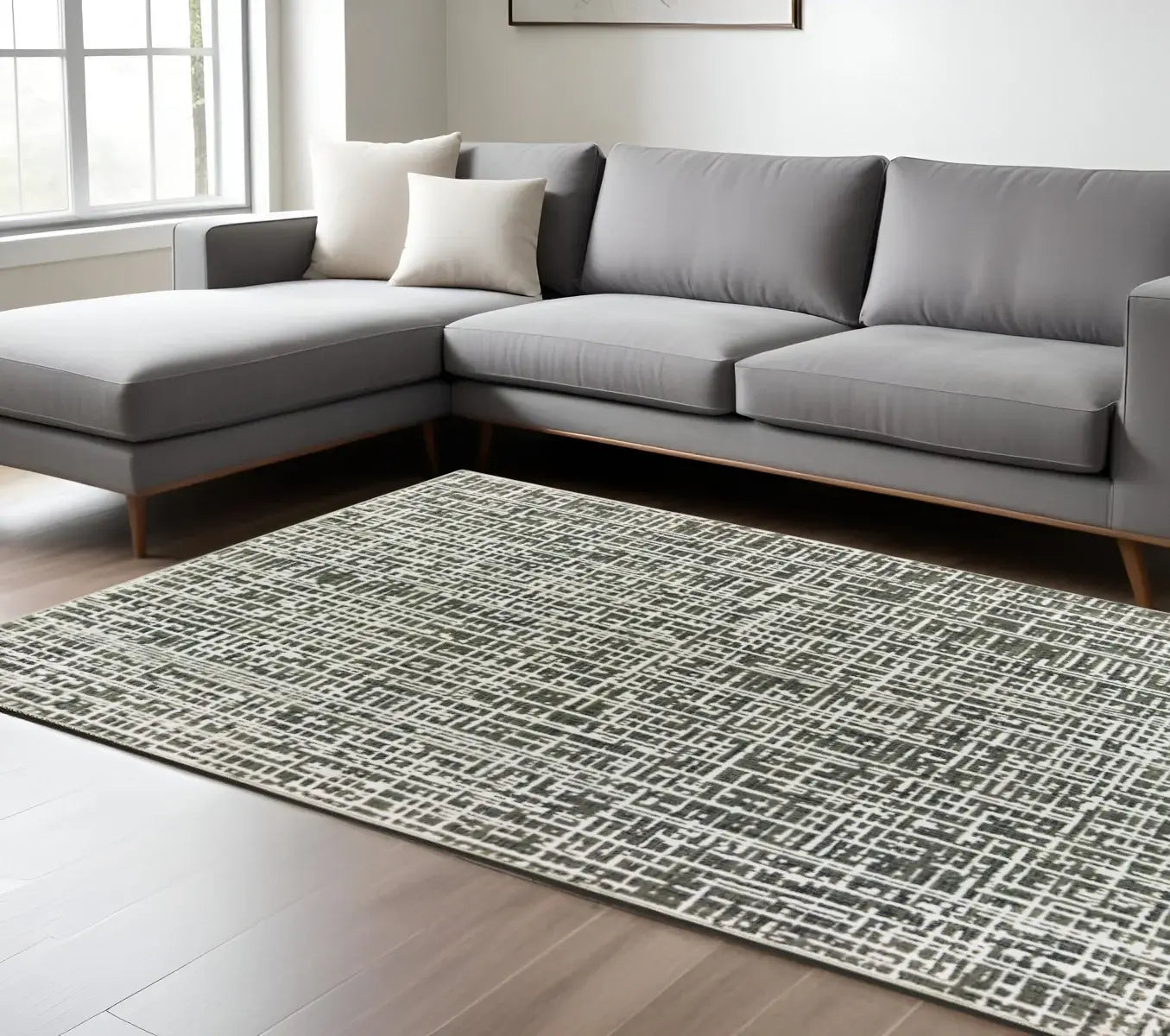 8' X 11' Grey And Ivory Abstract Power Loom Stain Resistant Area Rug - Homeroots - Flyclothing LLC