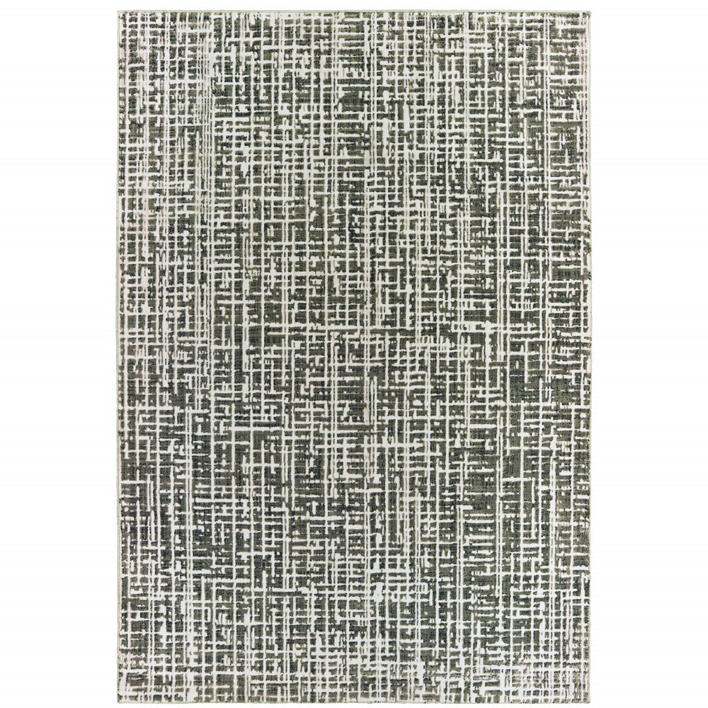 10' X 13' Grey And Ivory Abstract Power Loom Stain Resistant Area Rug - Homeroots