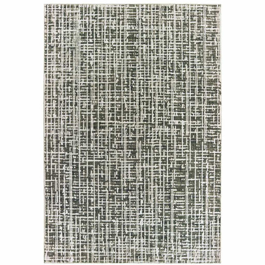 10' X 13' Grey And Ivory Abstract Power Loom Stain Resistant Area Rug - Homeroots - Flyclothing LLC