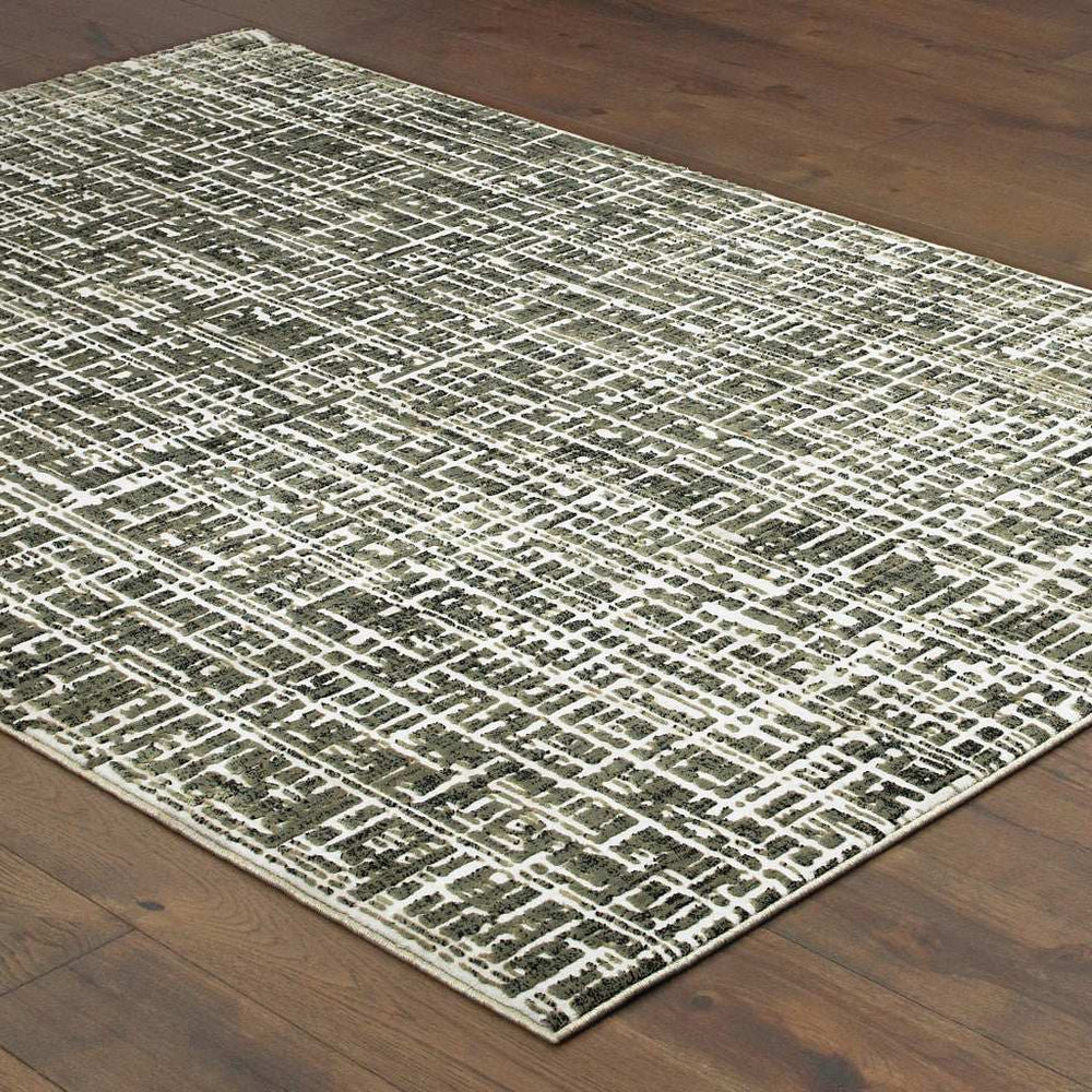 10' X 13' Grey And Ivory Abstract Power Loom Stain Resistant Area Rug - Homeroots - Flyclothing LLC