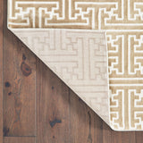 2' X 8' Gold And Ivory Geometric Power Loom Stain Resistant Runner Rug - Homeroots
