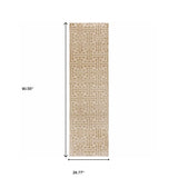 2' X 8' Gold And Ivory Geometric Power Loom Stain Resistant Runner Rug - Homeroots - Flyclothing LLC