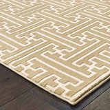 5' X 8' Gold And Ivory Geometric Power Loom Stain Resistant Area Rug - Homeroots