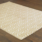 5' X 8' Gold And Ivory Geometric Power Loom Stain Resistant Area Rug - Homeroots - Flyclothing LLC