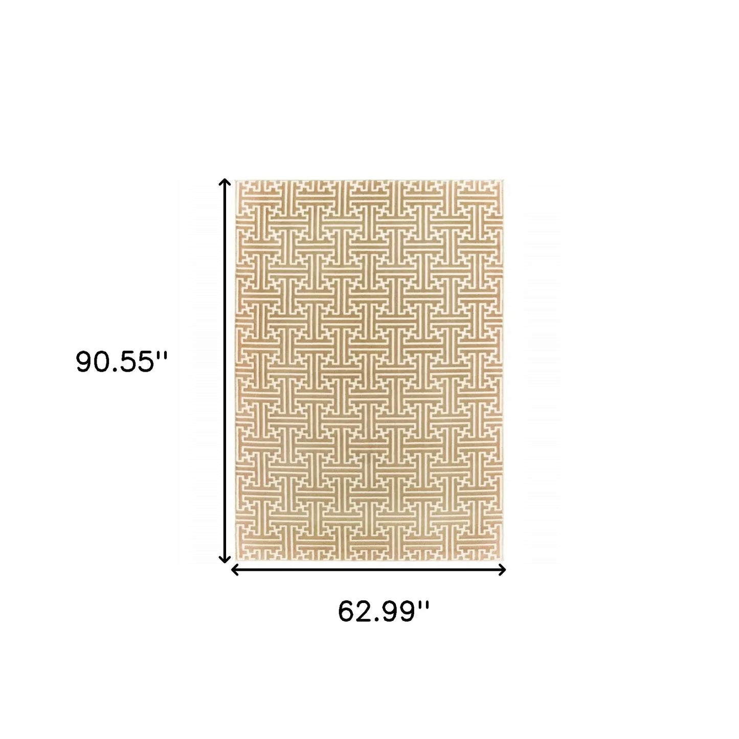5' X 8' Gold And Ivory Geometric Power Loom Stain Resistant Area Rug - Homeroots - Flyclothing LLC