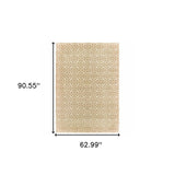 5' X 8' Gold And Ivory Geometric Power Loom Stain Resistant Area Rug - Homeroots - Flyclothing LLC